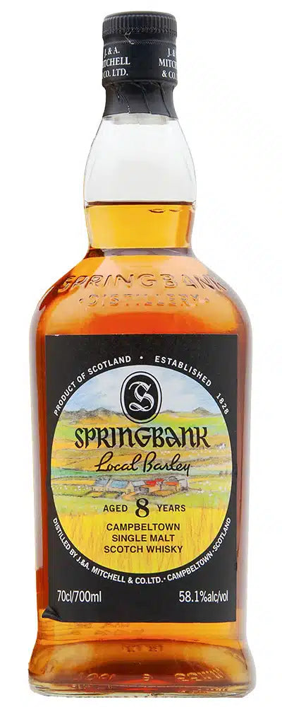 Springbank 8-year-old whisky bottle with label